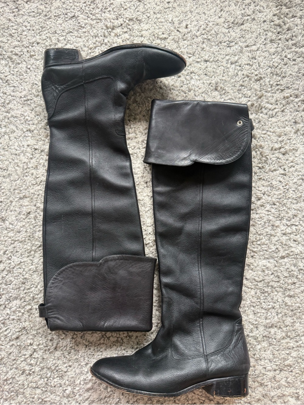 Anthropologie Black Leather Convertible Over the Knee Boots size 39 - 8.5 US